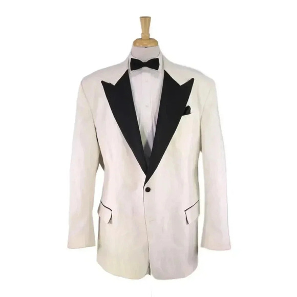 Custom Made for Rick Ross White Paisley Peak Lapel Tuxedo Blazer Jacket 50L - Picture 1 of 10